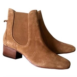 Zara Suede Leather Tan Chelsea Ankle Boot